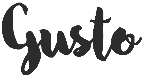 Taverna Gusto Logo, black text in bald and playful font